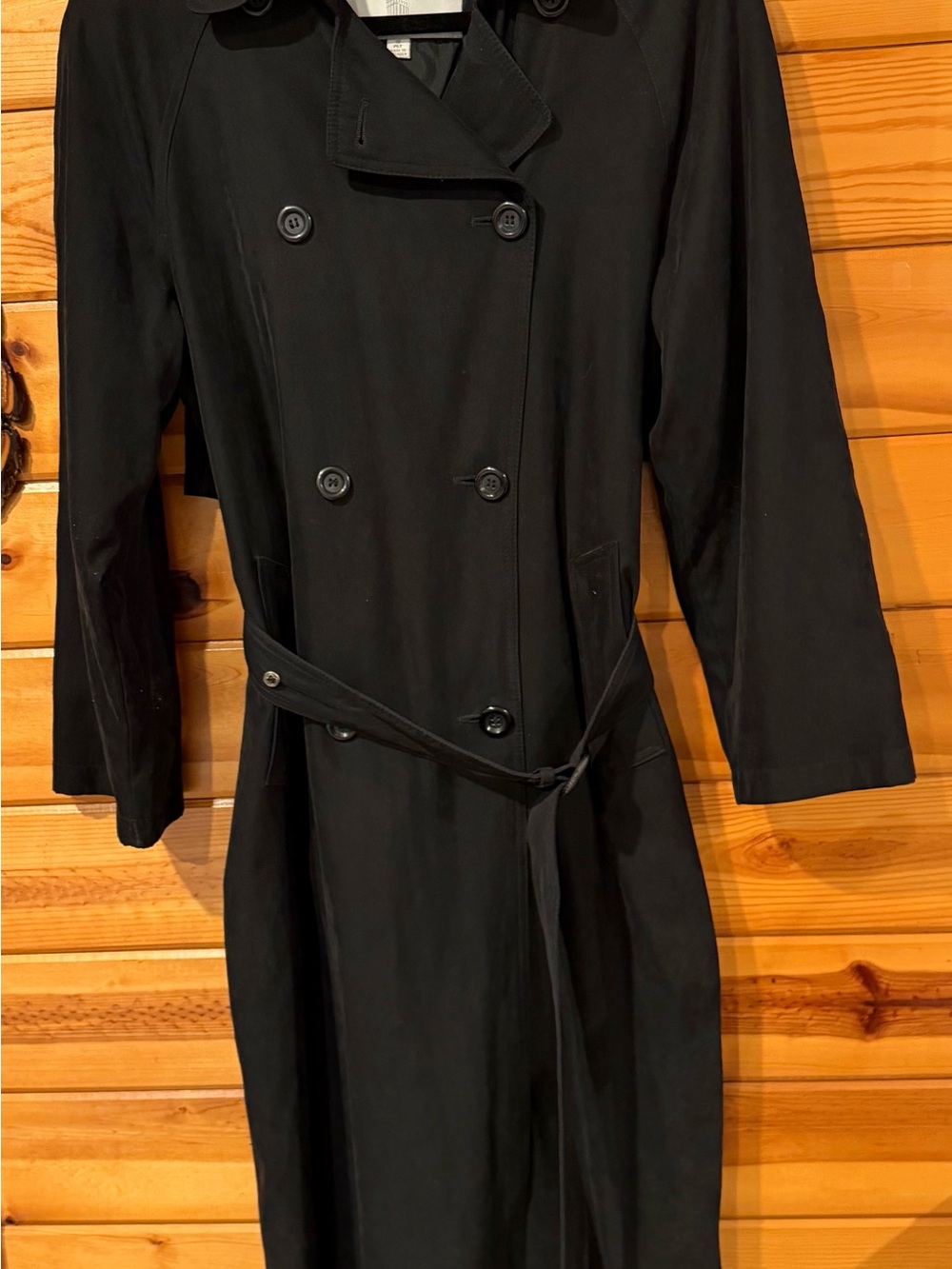London Fog Black Long Sleeve Double-Breasted Trench Dress Size 10 petite